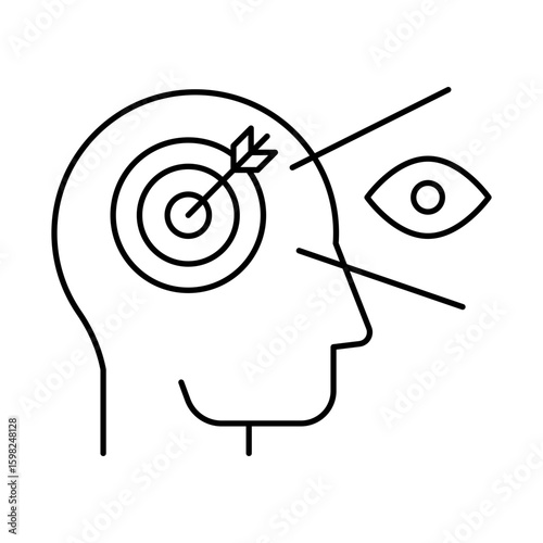 Clarity Icon – Eye and Target Representing Clear Vision and Focused Goals. Editable Stroke.