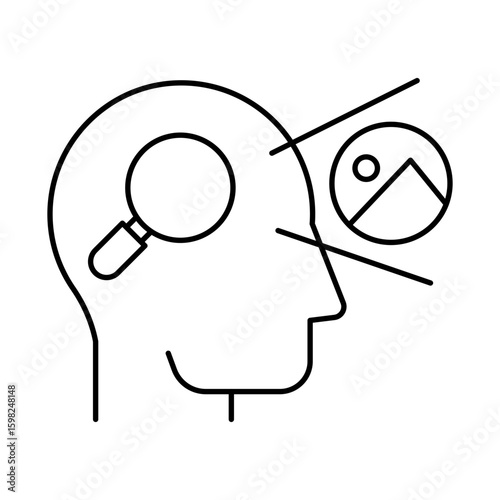 Discovery Icon – Magnifying Glass Representing Exploration and New Findings. Editable Stroke.