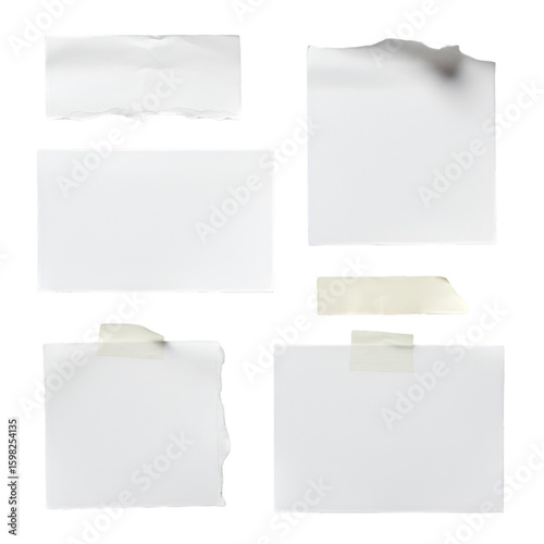 Wallpaper Mural Set of Blank White Ripped Paper Notes with Sticky Tape Isolated Torontodigital.ca
