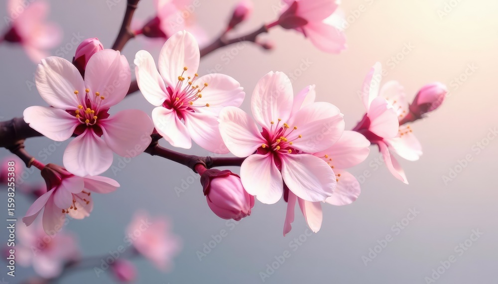 Fototapeta premium Intertwined blossoms, soft pastel palette, subtle texture, background, floral illustration, design