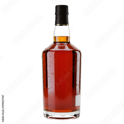 Realistic Illustration of a Whiskey Bottle on Transparent Background