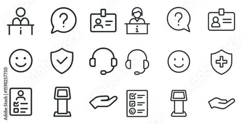 Customer service line icons set – outline, help, support symbols collection
