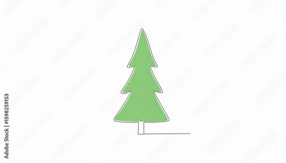 Fototapeta premium Simple, delicate, snow white Christmas tree on a background with space for text.