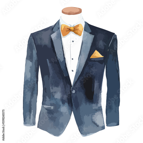 watercolor illustration of Tuxedo clipart isolated