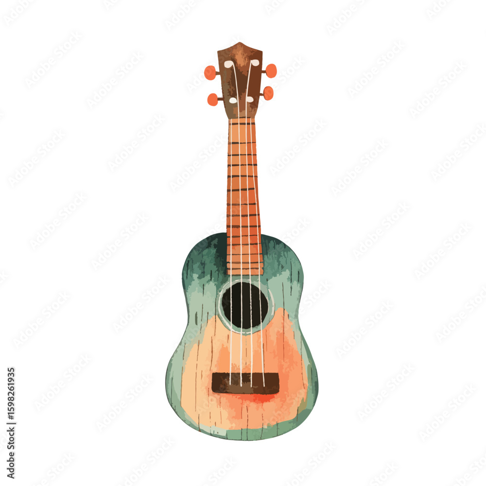 Fototapeta premium watercolor illustration of Ukulele clipart isolated