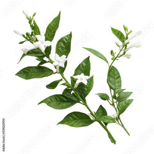White Cestrum Nocturnum Flowers and Leaves