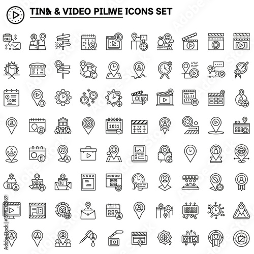 Seamless Pattern of Thin Line Business Icons on Black Background