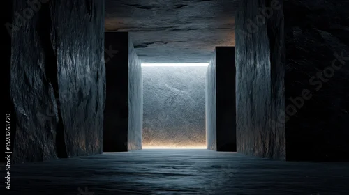 Obraz Conceptual Sealed Chamber with Faintly Glowing Light Source