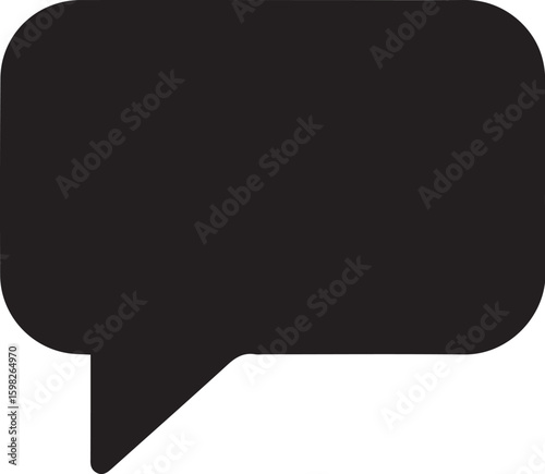Black vector of a simple chat bubble with tail