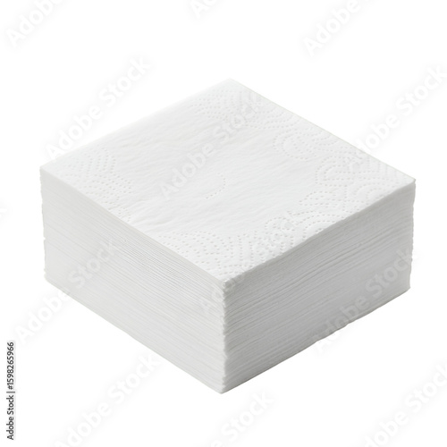 Stack of White Paper Napkins on Transparent Background