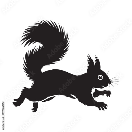 Squirrel Silhouette Running Illustration on White Background for Design Projects