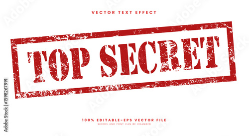 Top secret grunge stamp symbol 3d editable text effect