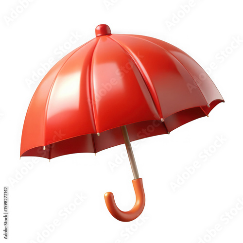 Shiny red umbrella isolated on transparent background