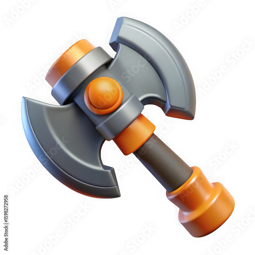 Stylized double bladed axe isolated on transparent background