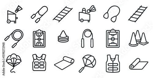 Sports and fitness line icons set – outline, exercise, training symbols