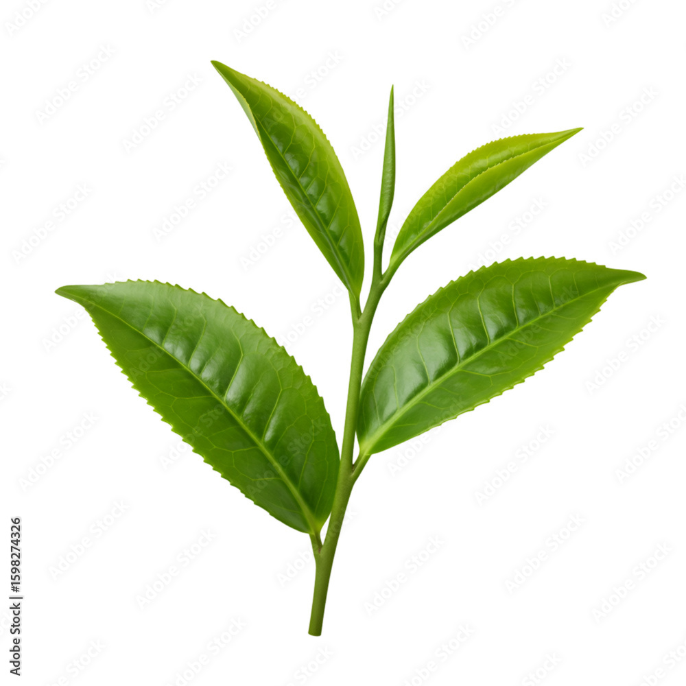 Realistic Isolated Tea Leaf on Black Background Realistic Isolated Tea Leaf on Black Background