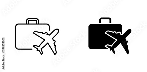 Travel suitcase and airplane icon