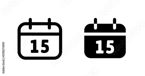 Calendar date icon. Day fifteen symbol