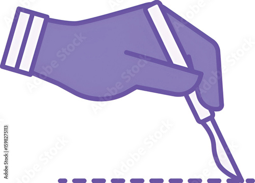 Surgery Color Icon. Vector Icon. Hand With Scalpel Making An Incision. Surgeon's Hand, Operation. Health And Medicine Concept
