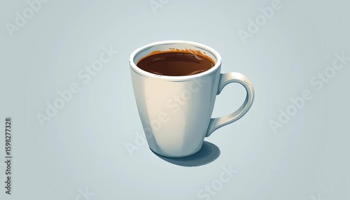 Roughly textured vector illustration of a coffee cup, minimalist design, grunge aesthetic,  art,  dark