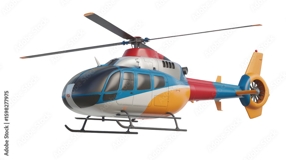 Fototapeta premium Colorful Helicopter in Flight - 3D Render