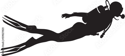 Deep-Sea Silhouette: A diver gracefully explores the depths, their silhouette a testament to the allure of the underwater world.