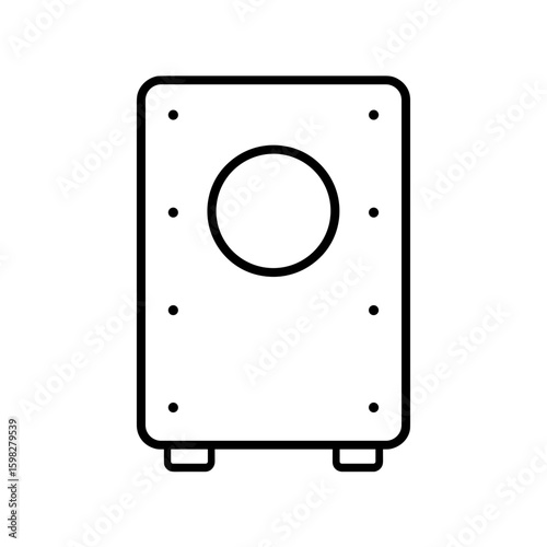 Cajon Icon Representing Percussion and Rhythm (Outline)