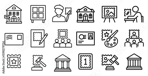 Art and craft outline icons set – creative, linear, artistic hobby symbols