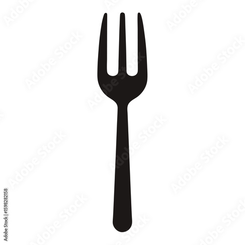 Simple black silhouette of a fork on a white background