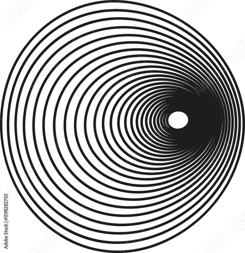 A spiral design intertwined with rings, showcasing a fusion of complex geometric patterns and organic forms.