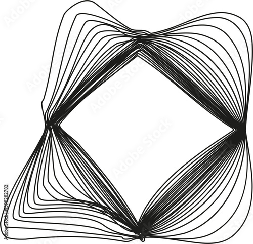 A circular design with a diamond-shaped contour, emphasizing sharp lines and geometric precision.