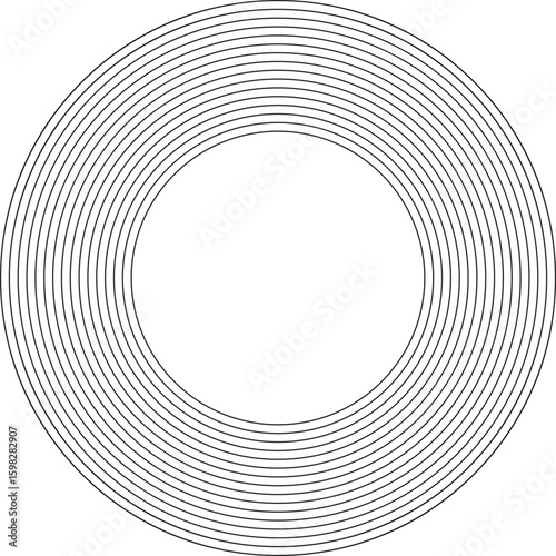 A circular design with an inner circle surrounded by a ring, creating a layered geometric pattern.