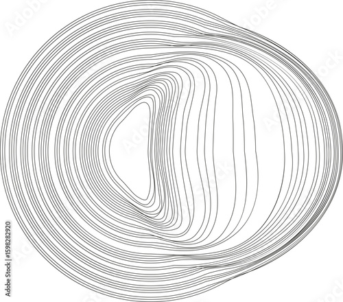 A design featuring a hollowed-out circular structure with geometric and organic patterns forming around the empty center.