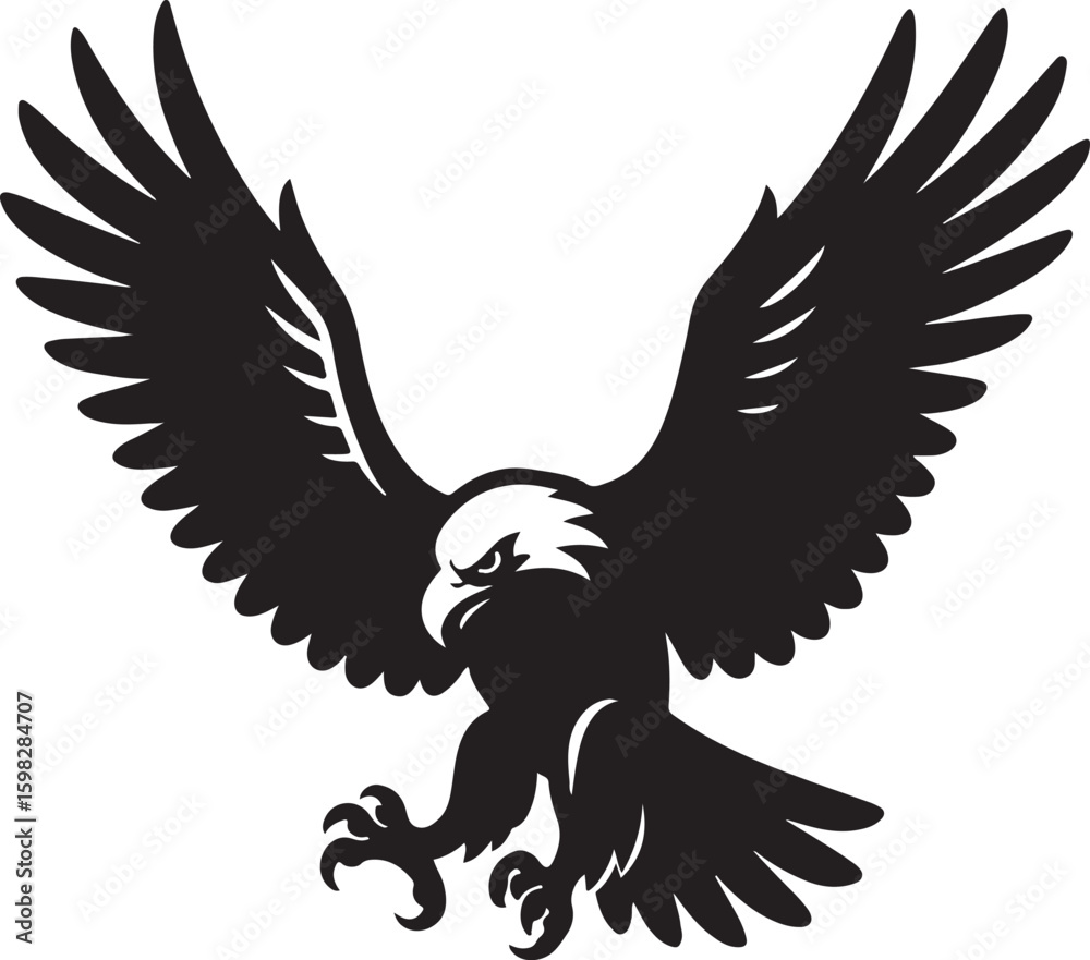 Obraz premium Eagle flying sky vector illustration, Eagle flying silhouette vector illustration. Eagle flying hunting pose vector illustration design