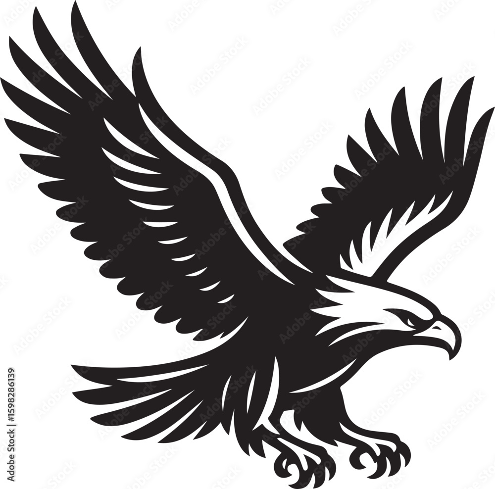 Obraz premium Eagle flying sky vector illustration, Eagle flying silhouette vector illustration. Eagle flying hunting pose vector illustration design 