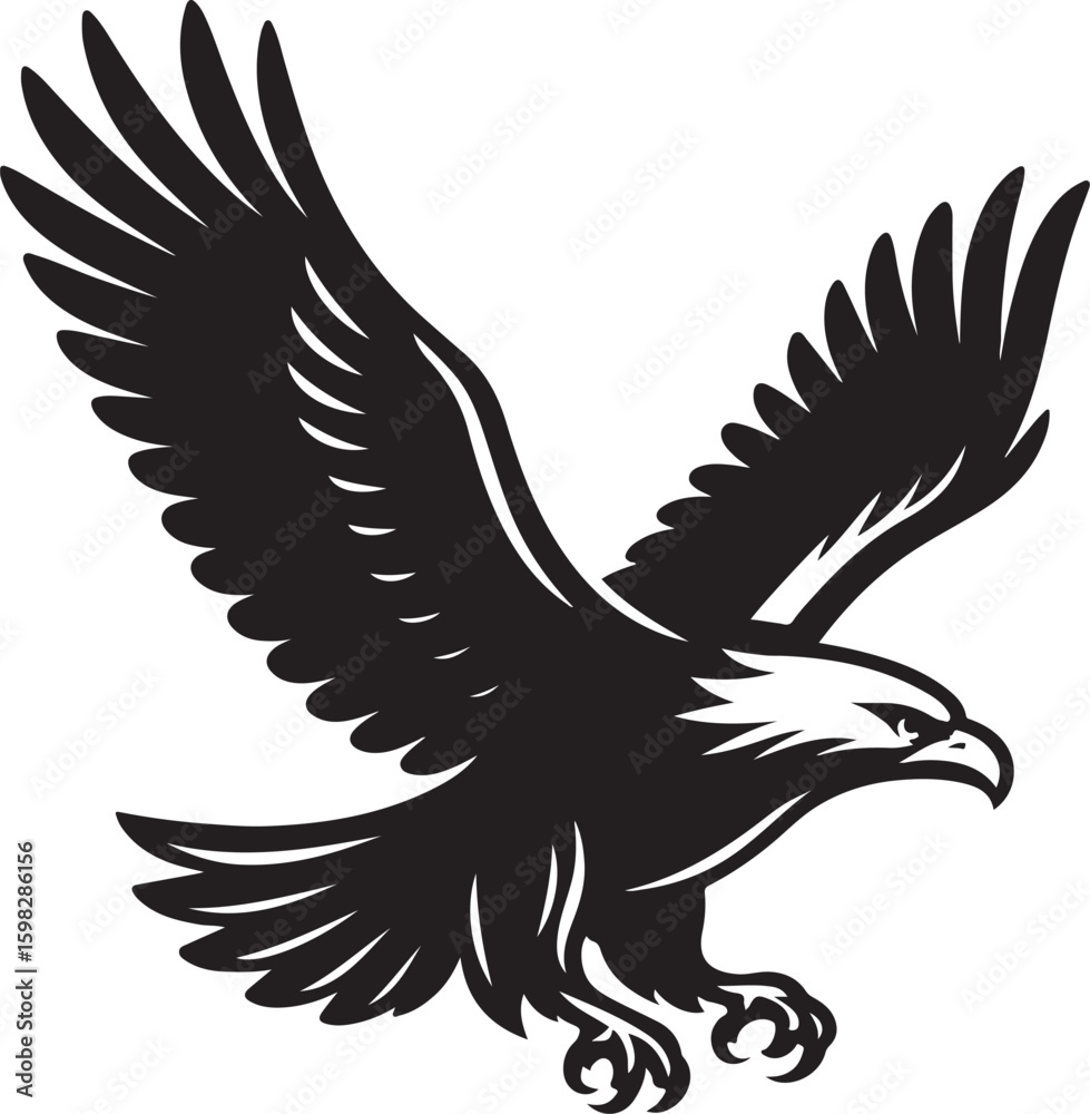 Fototapeta premium Eagle flying sky vector illustration, Eagle flying silhouette vector illustration. Eagle flying hunting pose vector illustration design 