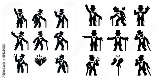 Dancing frenzy silhouette icons set – filled, solid, ballroom and party symbols
