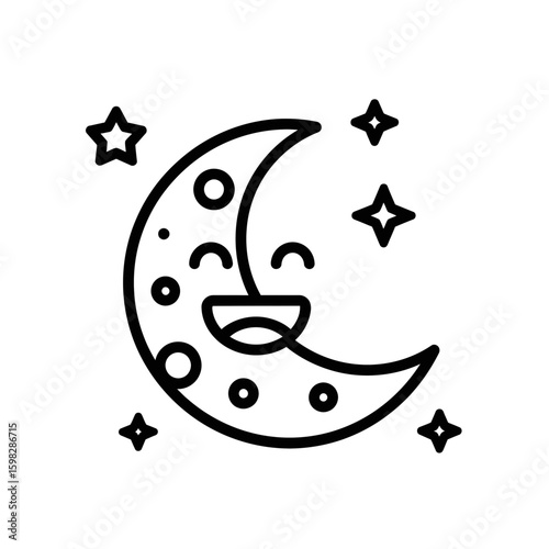 Happy moon icon with stars representing mental well-being