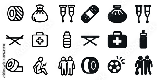 Medical and healthcare icons set – solid, filled, first aid and emergency symbols