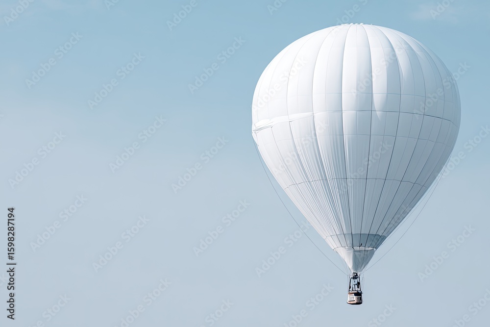 Fototapeta premium White Hot Air Balloon Against A Light Blue Sky