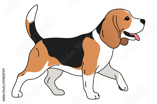 Friendly Beagle Dog Trotting in a Playful Stance Representing Companionship and Loyalty
