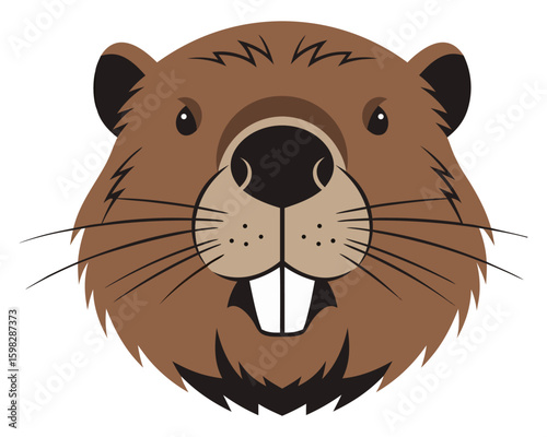 Detailed Illustration of a Beaver Head Featuring Distinctive Teeth and Expressive Features
