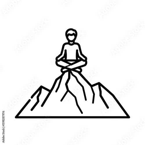 Person meditating on a mountain symbolizing personal development