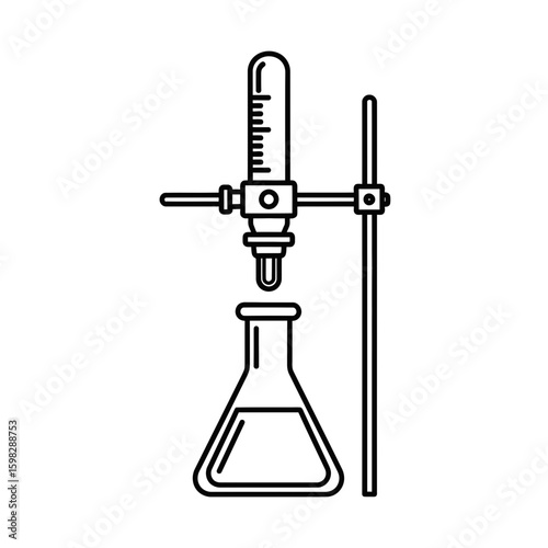 Pharmaceutical research equipment with flask and graduated cylinder