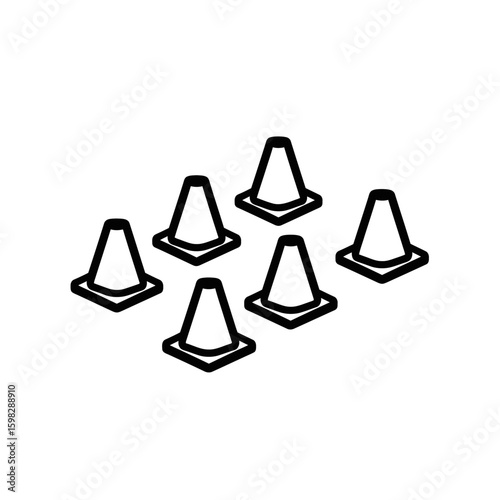 Physical therapy cones for rehabilitation exercises in black outline