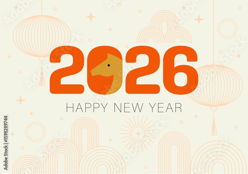 Happy chinese new year 2026. Horse is a symbol of the 2026 Chinese New Year. Figure of Horse