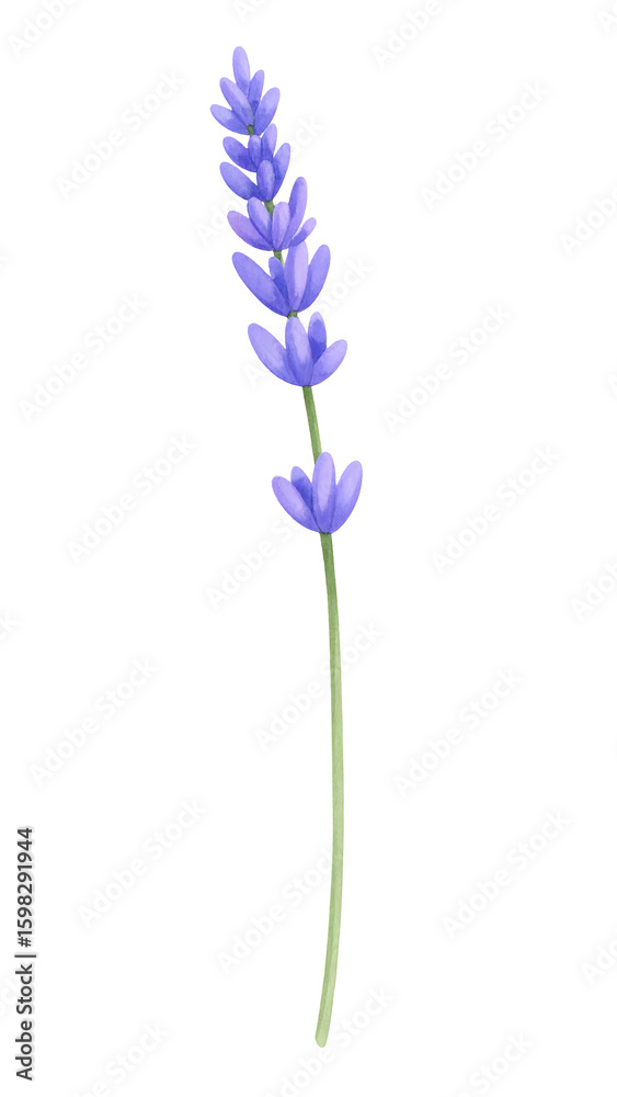 Obraz premium Pixel Art Lavender Sprig: Purple Flower Graphic