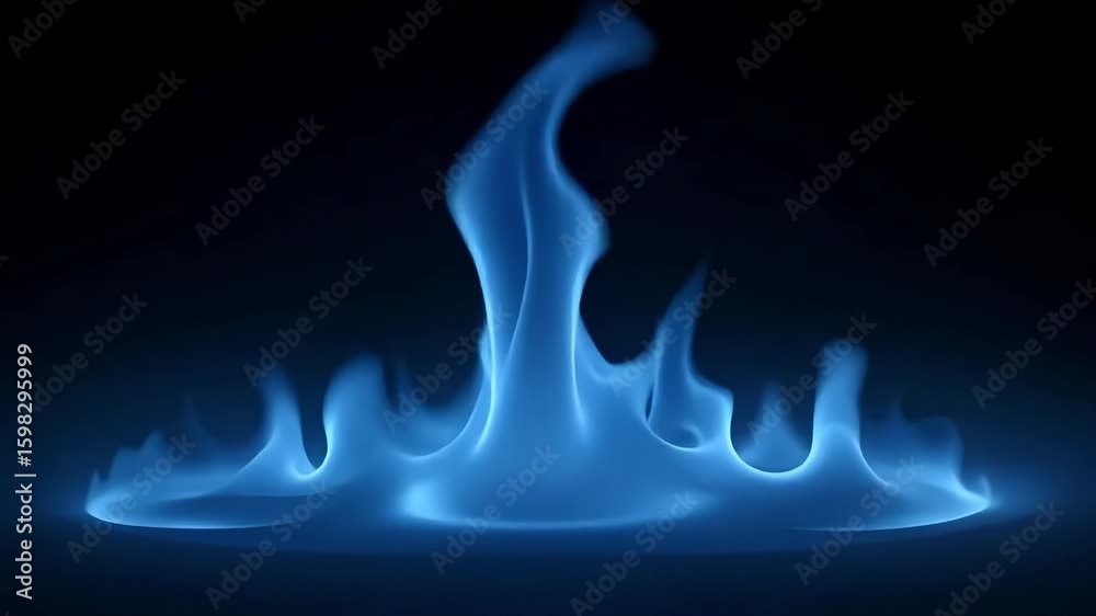 A close up of blue flames rising on a dark background with a smooth and flowing visual effect
