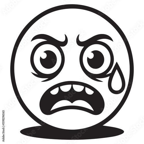 Furious and crying emoji with wide open mouth and furrowed eyebrows expressing intense anger and sadness