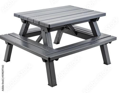 Top-Down View of Plastic Picnic Table Set – Outdoor Furniture PNG for Planning Visuals.